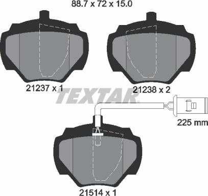 Textar 2123701 - Kit de plaquettes de frein, frein à disque cwaw.fr