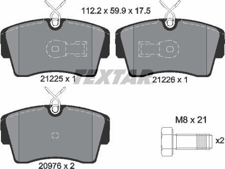 Textar 2122503 - Kit de plaquettes de frein, frein à disque cwaw.fr