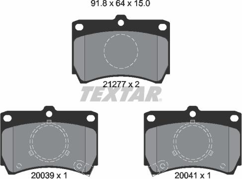 Textar 2127702 - Kit de plaquettes de frein, frein à disque cwaw.fr