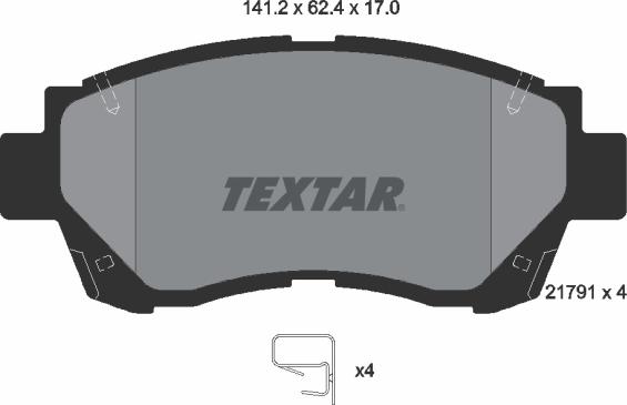 Textar 2179101 - Kit de plaquettes de frein, frein à disque cwaw.fr