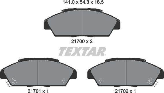 Textar 2170001 - Kit de plaquettes de frein, frein à disque cwaw.fr