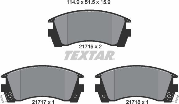 Textar 2171602 - Kit de plaquettes de frein, frein à disque cwaw.fr