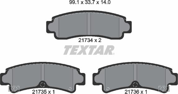 Textar 2173401 - Kit de plaquettes de frein, frein à disque cwaw.fr