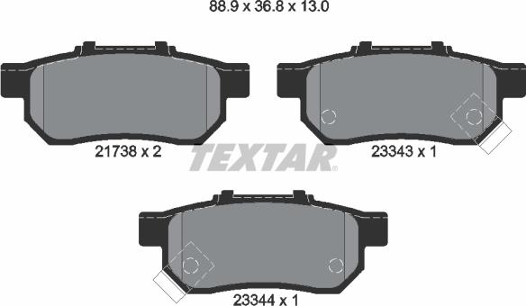 Textar 2173801 - Kit de plaquettes de frein, frein à disque cwaw.fr