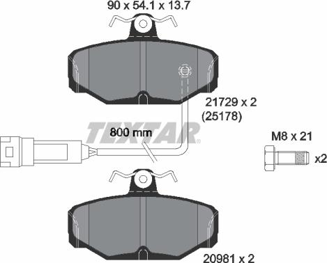 Textar 2172901 - Kit de plaquettes de frein, frein à disque cwaw.fr