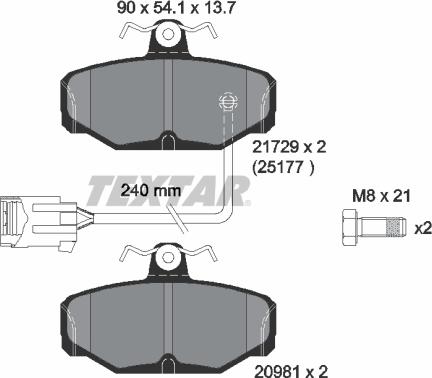 Textar 2172902 - Kit de plaquettes de frein, frein à disque cwaw.fr