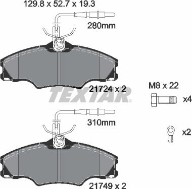 Textar 2172402 - Kit de plaquettes de frein, frein à disque cwaw.fr