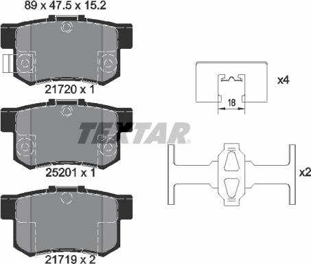 Textar 2172001 - Kit de plaquettes de frein, frein à disque cwaw.fr