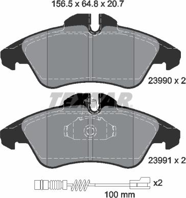 Textar 2399002 - Kit de plaquettes de frein, frein à disque cwaw.fr