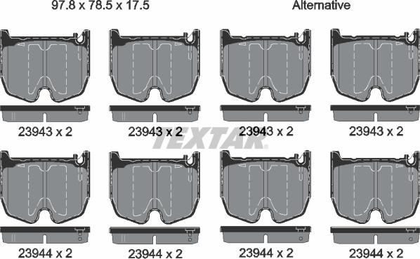 Textar 2394301 - Kit de plaquettes de frein, frein à disque cwaw.fr