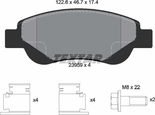 Textar 2395901 - Kit de plaquettes de frein, frein à disque cwaw.fr