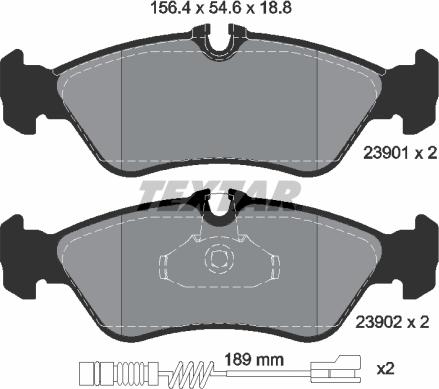 Textar 2390101 - Kit de plaquettes de frein, frein à disque cwaw.fr