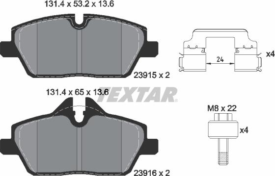 Textar 2391508 - Kit de plaquettes de frein, frein à disque cwaw.fr