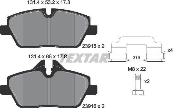 Textar 2391503 - Kit de plaquettes de frein, frein à disque cwaw.fr