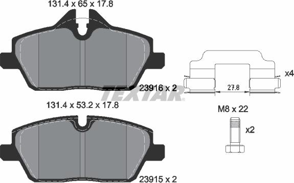 Textar 2391601 - Kit de plaquettes de frein, frein à disque cwaw.fr