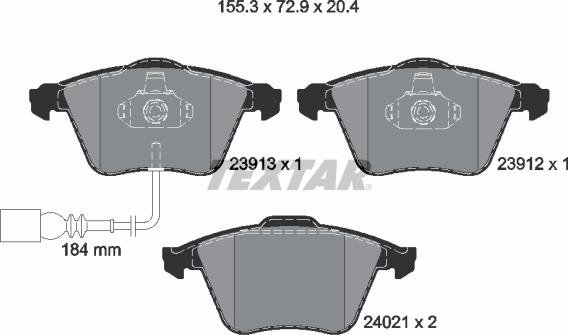 Textar 2391301 - Kit de plaquettes de frein, frein à disque cwaw.fr