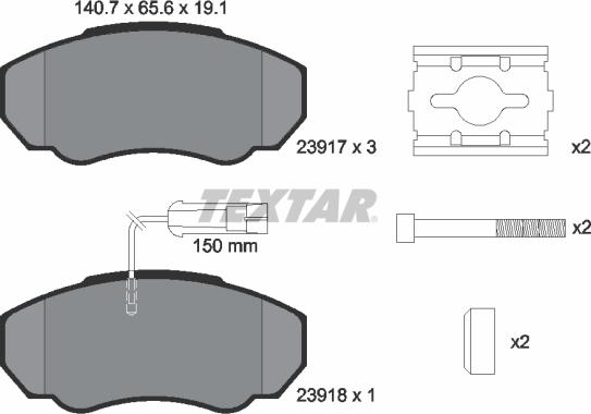 Textar 2391701 - Kit de plaquettes de frein, frein à disque cwaw.fr