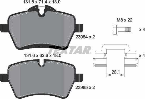 Textar 2398404 - Kit de plaquettes de frein, frein à disque cwaw.fr