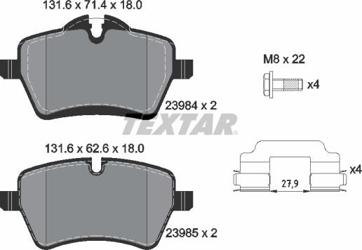 Textar 2398401 - Kit de plaquettes de frein, frein à disque cwaw.fr