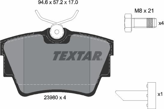 Textar 2398001 - Kit de plaquettes de frein, frein à disque cwaw.fr