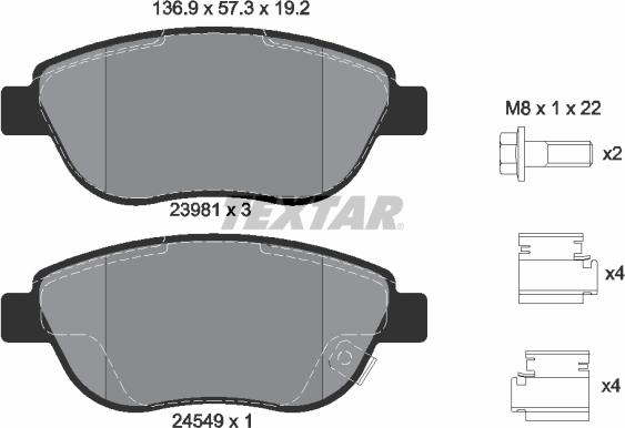 Textar 2398101 - Kit de plaquettes de frein, frein à disque cwaw.fr