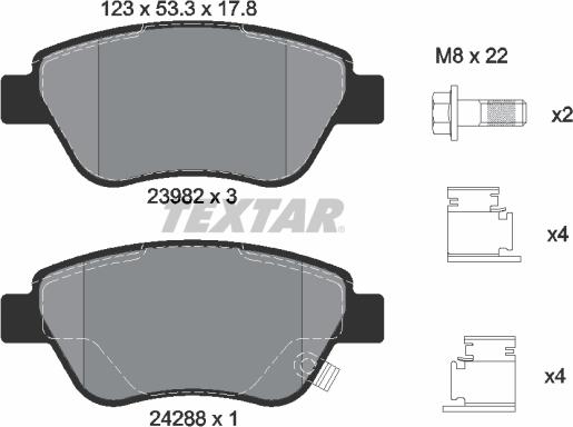 Textar 2398202 - Kit de plaquettes de frein, frein à disque cwaw.fr