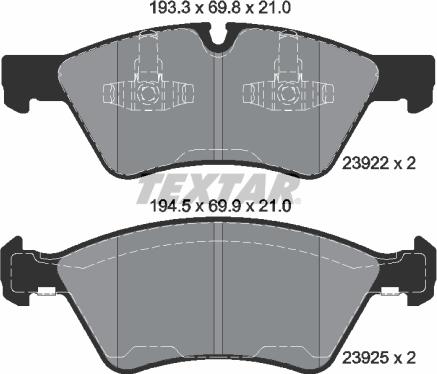 Textar 2392201 - Kit de plaquettes de frein, frein à disque cwaw.fr