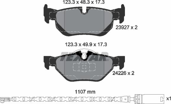 Textar 2392707 - Kit de plaquettes de frein, frein à disque cwaw.fr