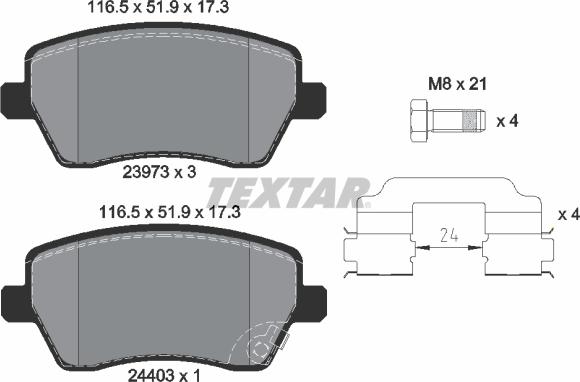 Textar 2397302 - Kit de plaquettes de frein, frein à disque cwaw.fr