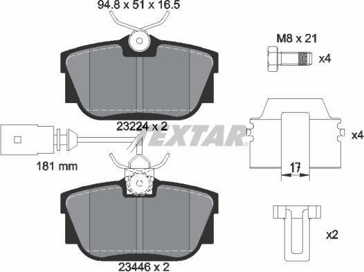 Textar 2344605 - Kit de plaquettes de frein, frein à disque cwaw.fr