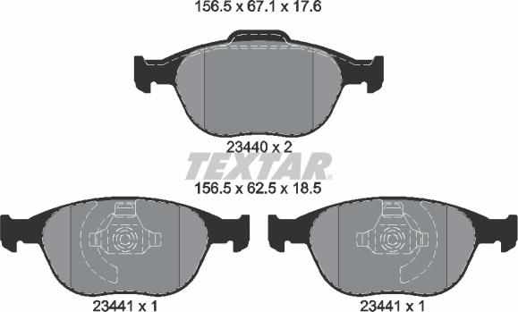 Textar 2344004 - Kit de plaquettes de frein, frein à disque cwaw.fr