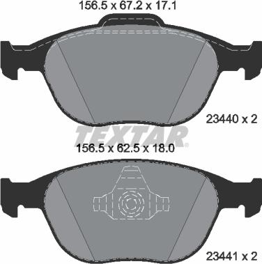 Textar 2344007 - Kit de plaquettes de frein, frein à disque cwaw.fr