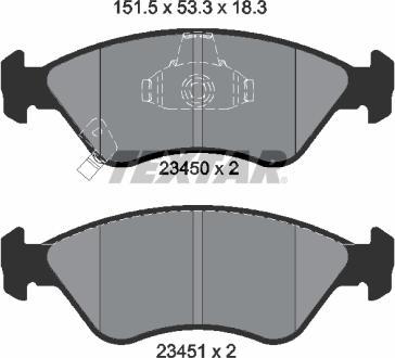 Textar 2345001 - Kit de plaquettes de frein, frein à disque cwaw.fr