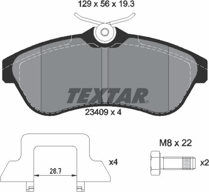 Textar 2340902 - Kit de plaquettes de frein, frein à disque cwaw.fr