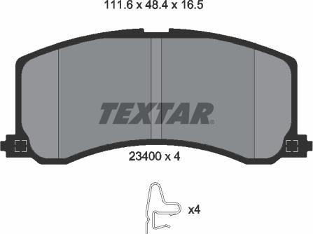 Textar 2340001 - Kit de plaquettes de frein, frein à disque cwaw.fr