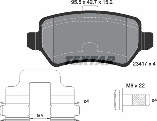 Textar 2341702 - Kit de plaquettes de frein, frein à disque cwaw.fr