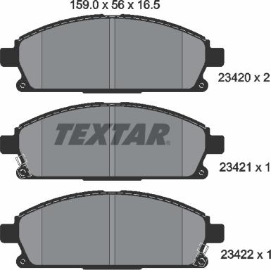 Textar 2342001 - Kit de plaquettes de frein, frein à disque cwaw.fr