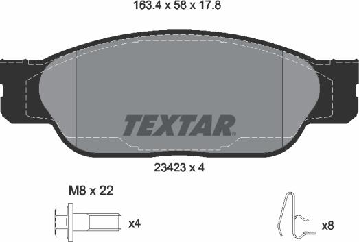 Textar 2342301 - Kit de plaquettes de frein, frein à disque cwaw.fr