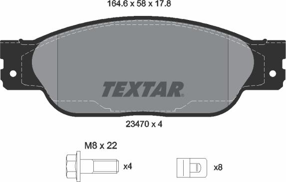 Textar 2347001 - Kit de plaquettes de frein, frein à disque cwaw.fr