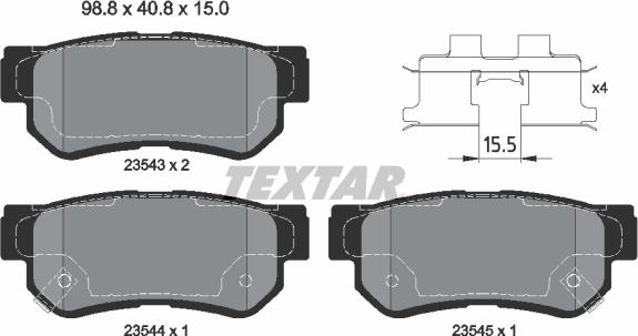 Textar 2354306 - Kit de plaquettes de frein, frein à disque cwaw.fr