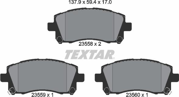 Textar 2355802 - Kit de plaquettes de frein, frein à disque cwaw.fr