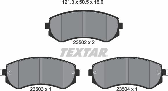 Textar 2350201 - Kit de plaquettes de frein, frein à disque cwaw.fr