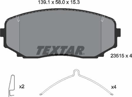 Textar 2351505 - Kit de plaquettes de frein, frein à disque cwaw.fr