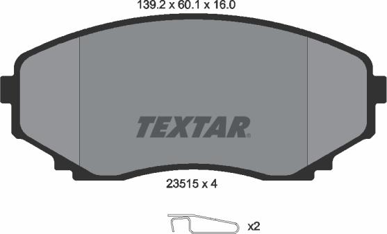 Textar 2351501 - Kit de plaquettes de frein, frein à disque cwaw.fr