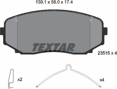 Textar 2351503 - Kit de plaquettes de frein, frein à disque cwaw.fr