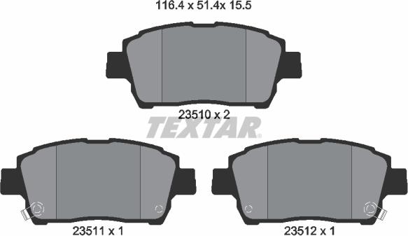 Textar 2351002 - Kit de plaquettes de frein, frein à disque cwaw.fr