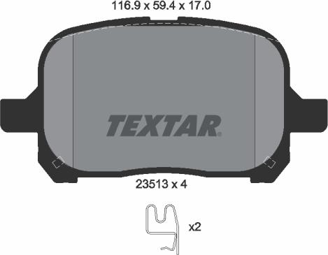 Textar 2351302 - Kit de plaquettes de frein, frein à disque cwaw.fr