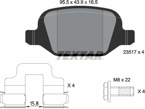 Textar 2351703 - Kit de plaquettes de frein, frein à disque cwaw.fr