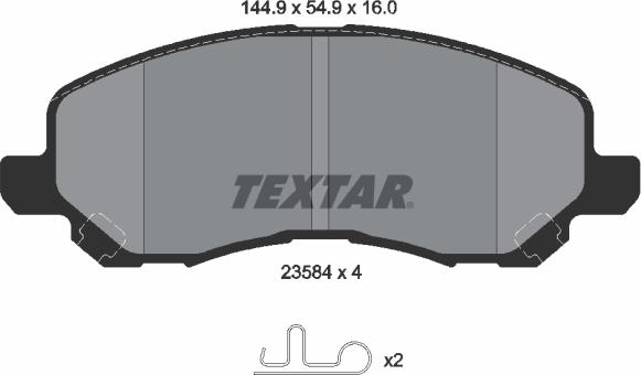 Textar 2358401 - Kit de plaquettes de frein, frein à disque cwaw.fr