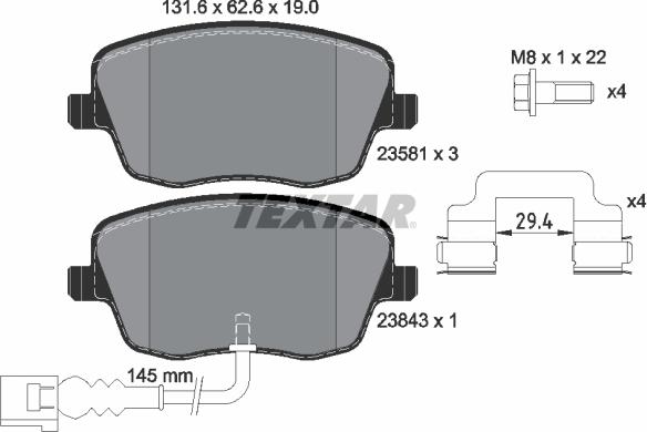 Textar 89015900 - Kit de freins, frein à disques cwaw.fr